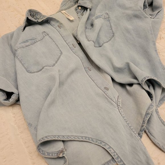 DD77 Roadrunner Apparel Denim Tie Crop Top - Picture 2 of 3